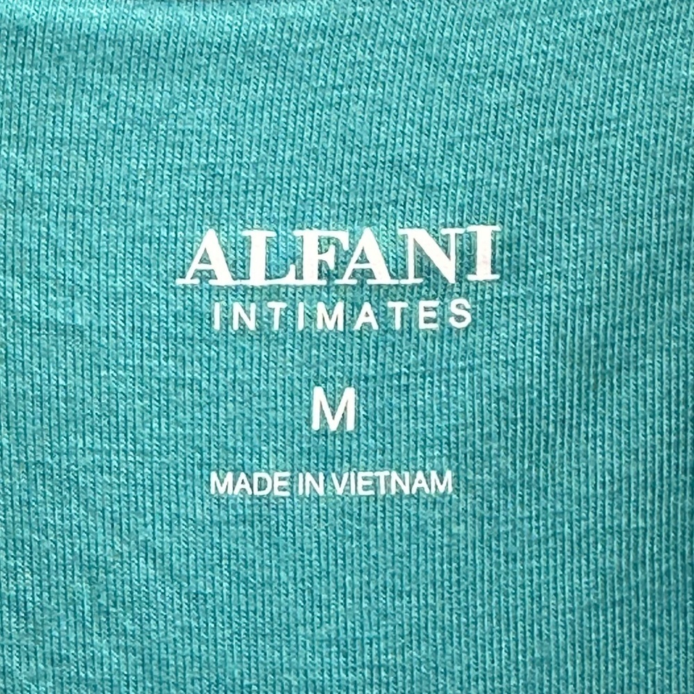 Alfani 2-piece Notch Collar Button Down Pajama Short Set - Teal Blue Green - Med - Picture 7 of 11